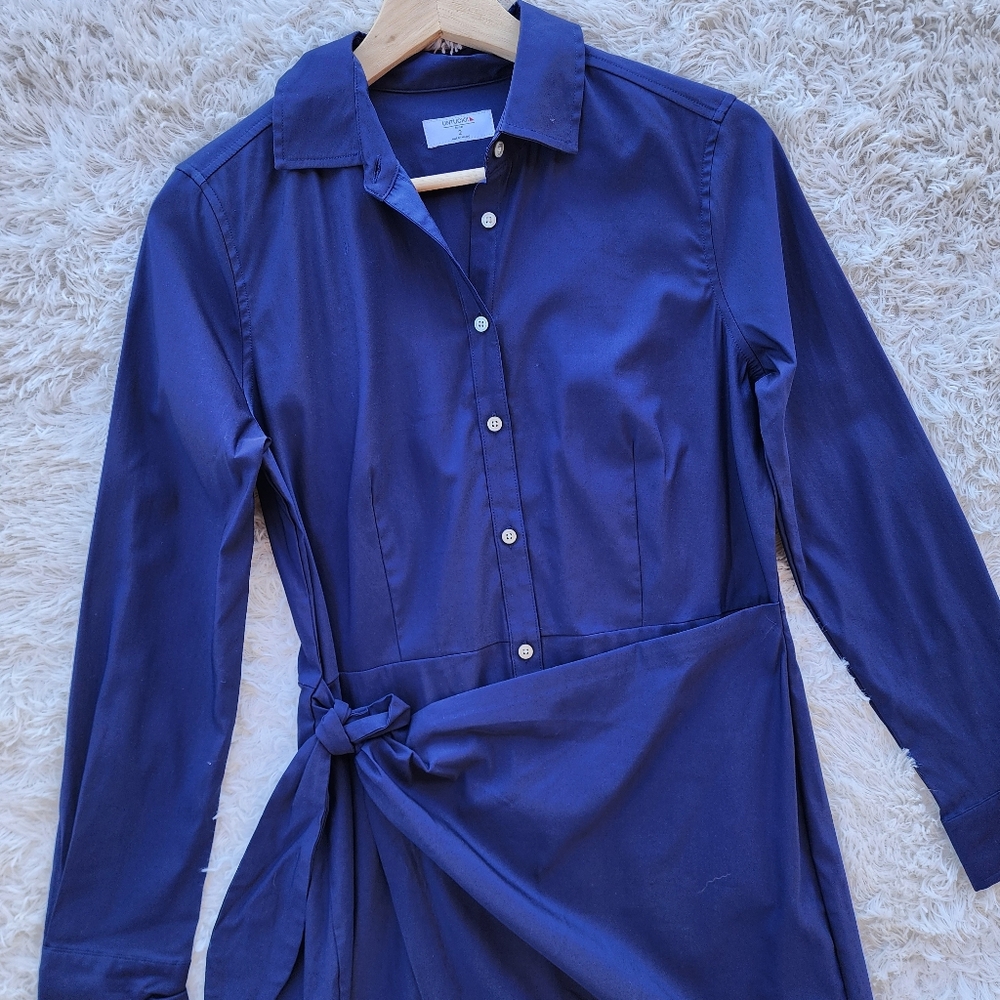 Untuckit Amelia Long Sleeve‎ Navy Shirt Dress - Picture 3 of 6